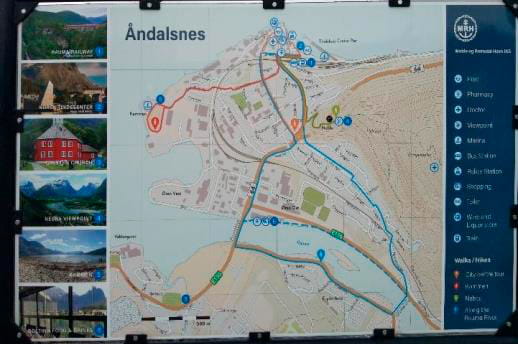A tourist map of Andalsnes